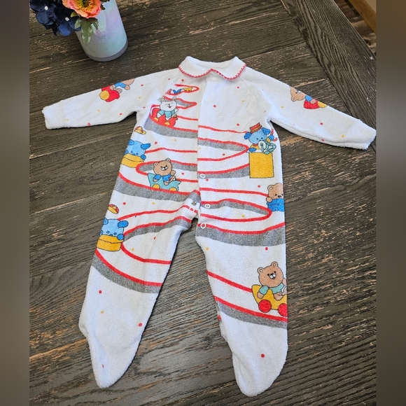 Vintage Baby Footie Pajamas 3-6 RARE CARNIVAL Theme unisex - Picture 8 of 8